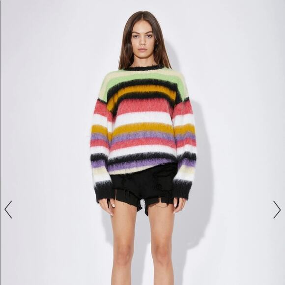 RTA stripped sweater wool alpaca black red green size M S1 - Picture 1 of 7